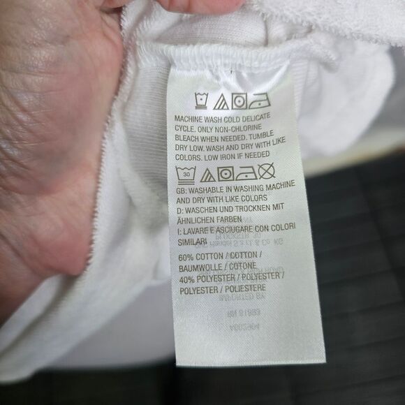 Denim & Co. Beach White Knit Terrycloth Polo with Contrast Trim Size Medium - Picture 7 of 8
